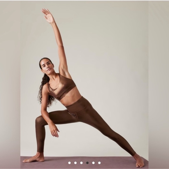 ATHLETA ELATION SHINE TIGHT LEGGING Color  Coffee House Size Large yoga running - Picture 9 of 9